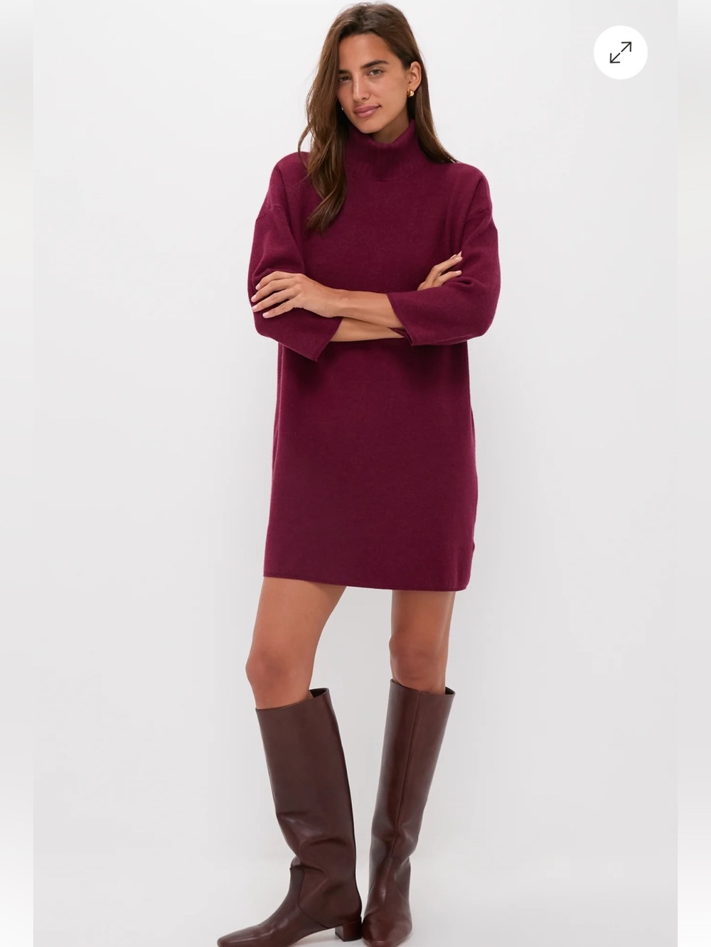 TUCKERNUCK POMANDER PLACE Cranberry Vivianne Turtleneck Sweater Dress, Medium
